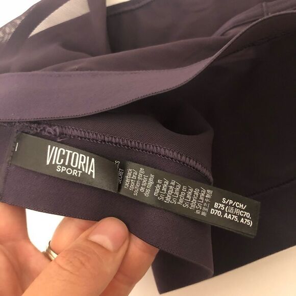 Victoria’s Secret Sports bra purple mauve mesh large logo NWOT -S - Picture 7 of 9